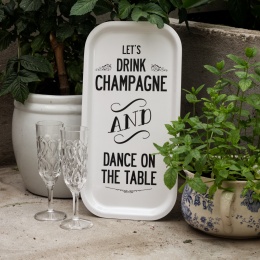 Champagne - Bricka 43x22 cm - Vit
