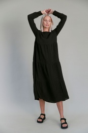 Sidney Muslin Long Dress - Black
