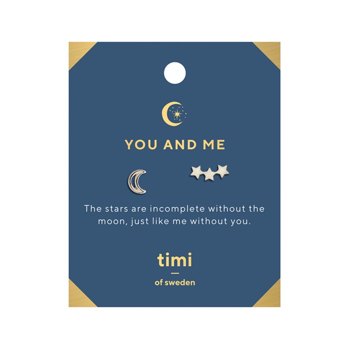 You and Me Moon and 3 Stars Earrings - Gold