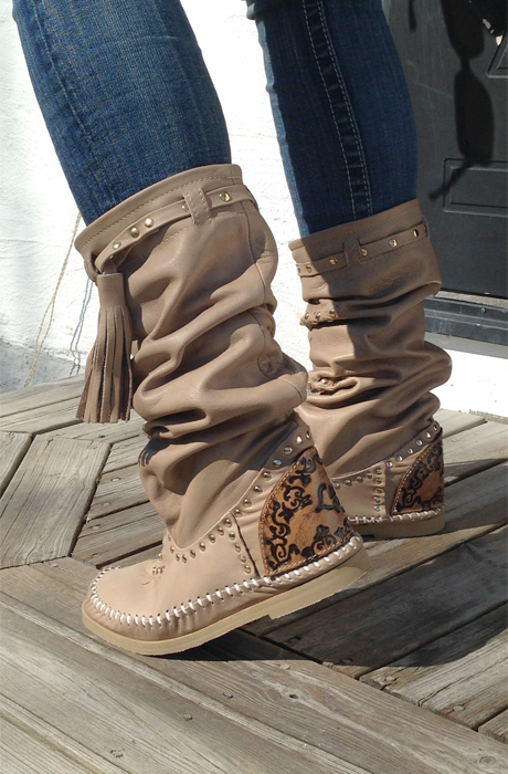 high beige boots