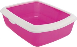 Kattlåda Classic m kant, 37 × 15 × 47 cm, rosa/vit