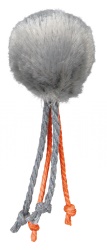 Plyschboll med repsvansar, ø 4 cm