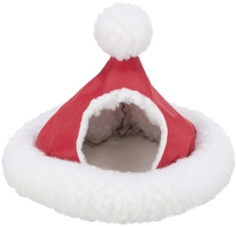 Xmas cuddly cave, mice/hamsters, ø 17 cm, white/red