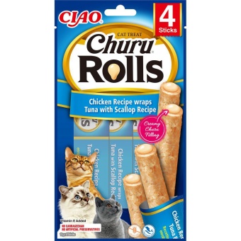 Churu Cat Rolls Chicken & Tuna with Scallop 4p