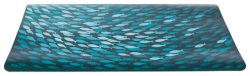 Matskålsunderlägg fiskstim, 44 × 28 cm, petrol/blå