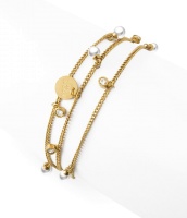 Liz multi charm bracelet, pearl gold