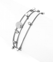 Liz multi charm bracelet, pearl silver