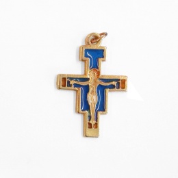 Halssmycke San Damiano-kors, blått