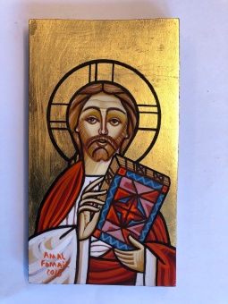 Kristus Allhärskaren / Pantokrator (8x22), koptisk äkta ikon