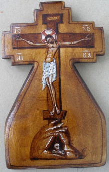 Korsfästelsen som korsikon (10x16), äkta ikon