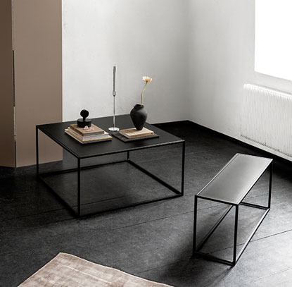 Design of Table Square Svart Medium by binett Design of Table Rectangle Beige by binett