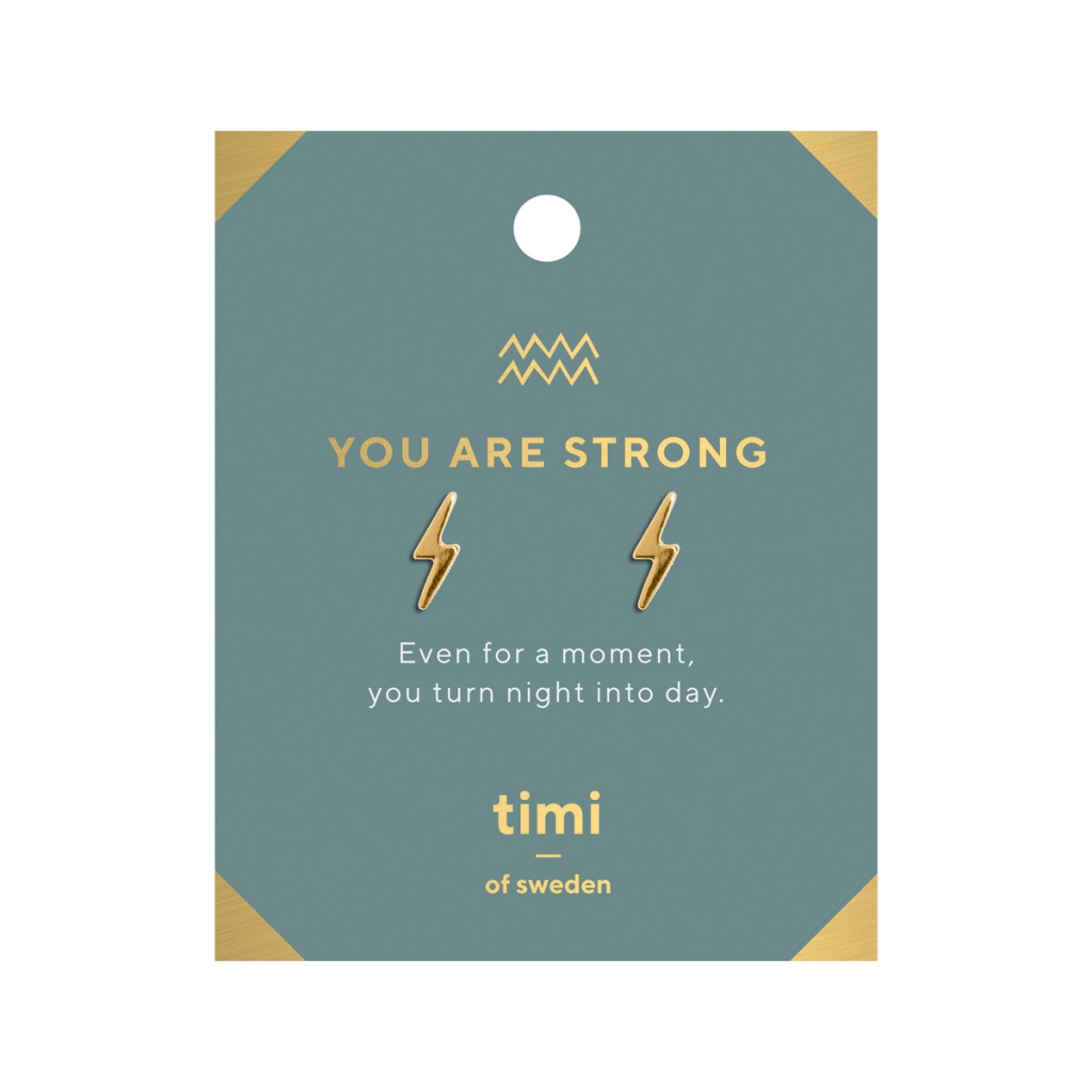 You Are Strong Lightning Earrings - Gold