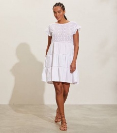 Finest Embroidery Dress - Bright White