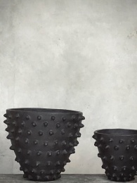 Vera Pot w/Dots, Large - Black Antique