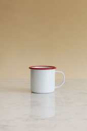 Kaffemugg Emalj Röd Kant