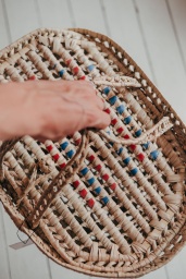 Picnic Basket Blue-Red Ribbon