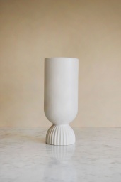 Ribbed Fower Vase White