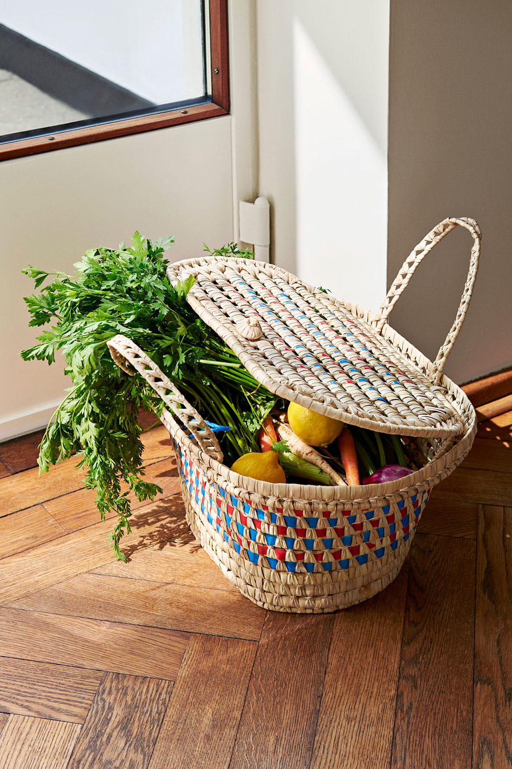 Picnic Basket Blue-Red Ribbon