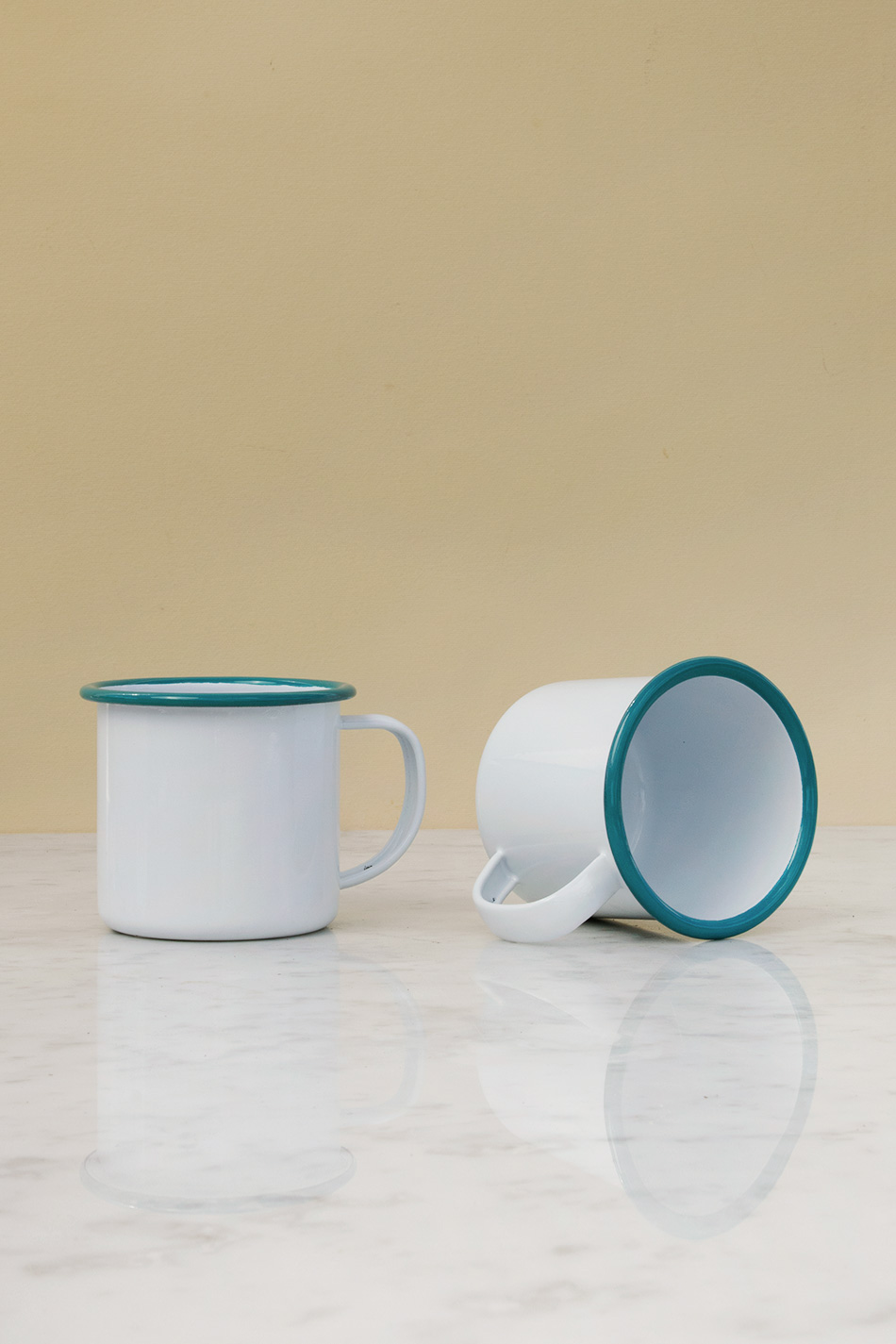 Kaffemugg Emalj Turkos Kant