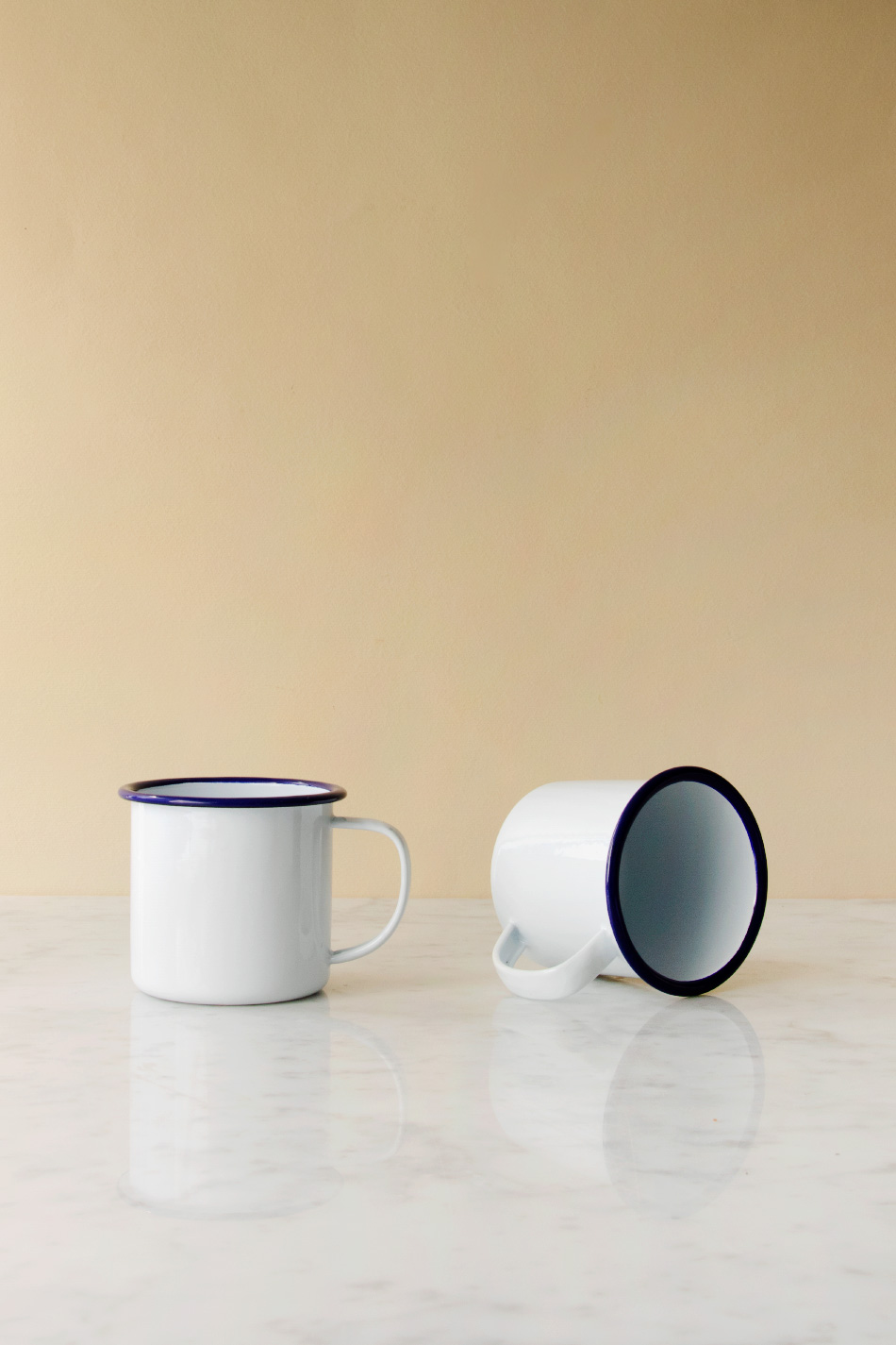 Kaffemugg Emalj Blå Kant