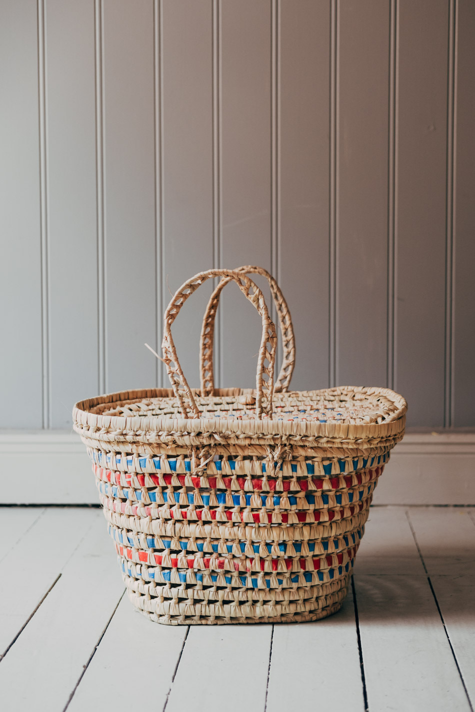 Picnic Basket Blue-Red Ribbon