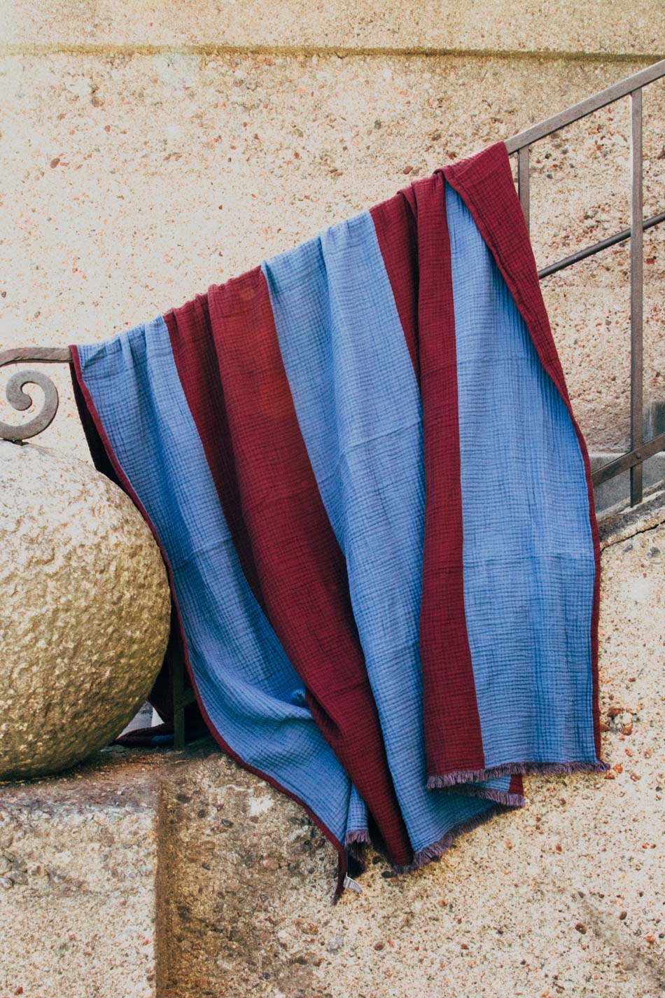 Crinkle Stripe Plaid Burgundy