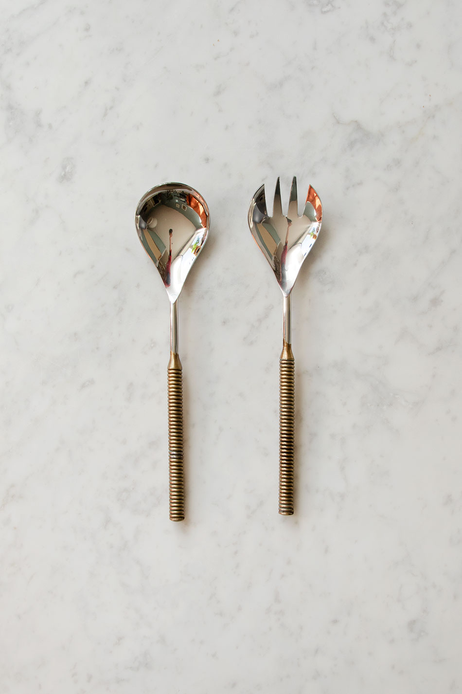 Salad Servers Brass Handle