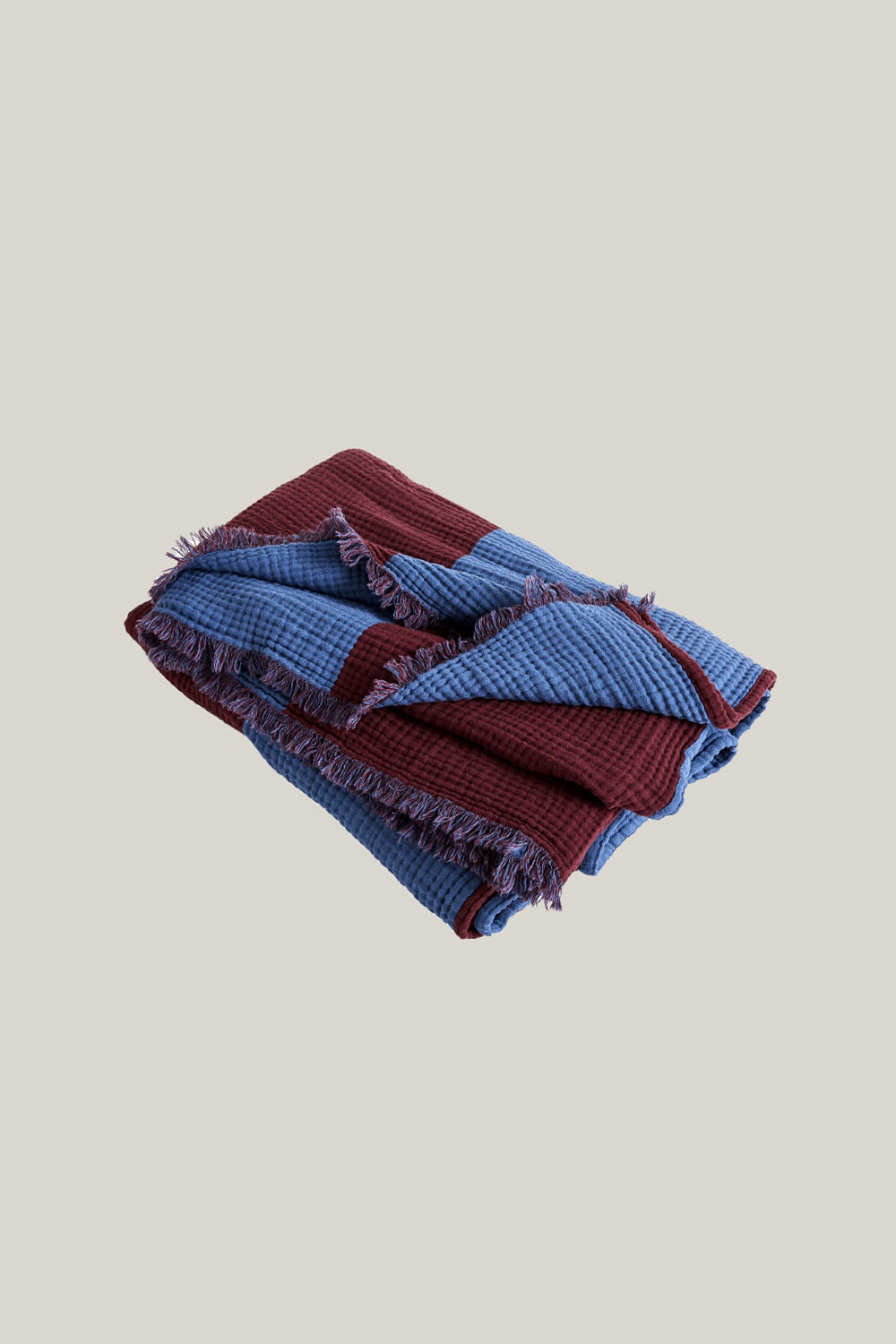 Crinkle Stripe Plaid Burgundy