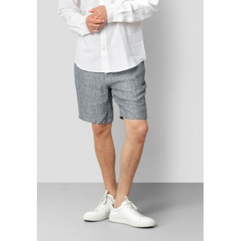 Barcelona Andreas Cotton/Linen Shorts Navy/Ecru