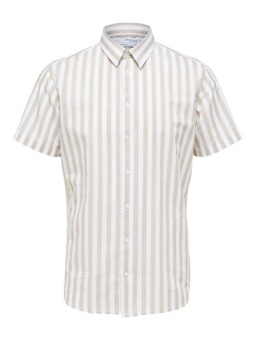 New-Linen Shirt SS Kelp/Stripes