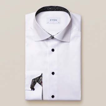 Slim Fit Paisley Effect White
