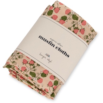 Muslin cloth gots, strawberry fields, 3 pack