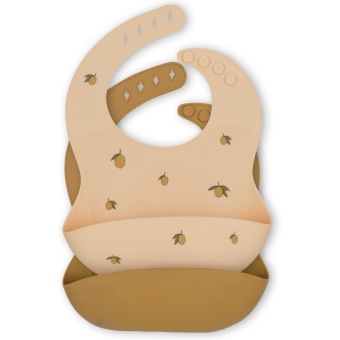 2 PACK SILICONE BIBS LEMON/ALMOND