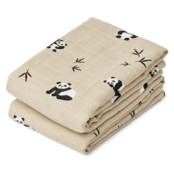 Lewis muslin cloth 2-pack Panda play / sea shell mix
