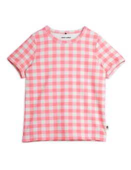 Gingham check aop ss tee Pink