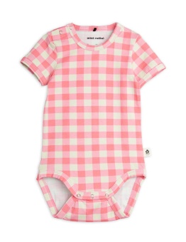 Gingham check aop ss body Pink