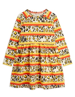 Leopard stripe aop ls dress