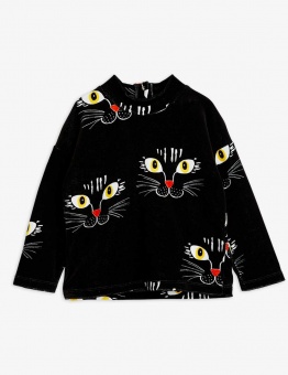 Cat face aop velour sweater Black - Chapter 2
