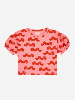 WAVES ALL OVER PUFFED SLEEVE T-SHIRT