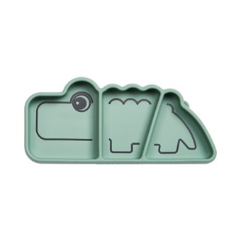 Silicone Stick & Stay snack plate, Croco, green