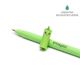 Erasable gel pen, Dino, grön, gelpenna med utsuddbart bläck