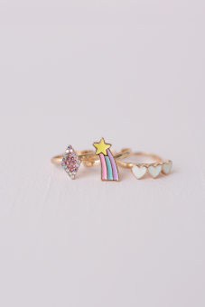 Boutique Heart Star Rings, 3 Pcs