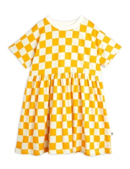 Chess check aop ss dress Yellow