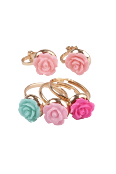 Boutique rose rings & earring set