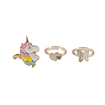 Boutique Butterfly & Unicorn Ring, 3 Pcs