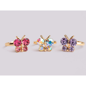 Boutique Butterfly Gem Rings, 3Pcs