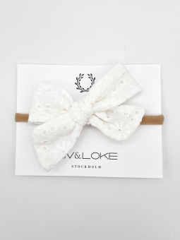 ESTER HÅRBAND - White embroidered bow