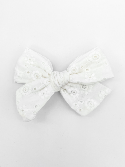 ESTER ROSETT - White embroidered bow