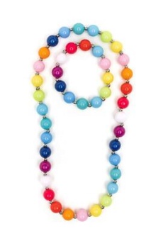 Beaded Bubblegum Necklace + Bracelet Set, 2pc