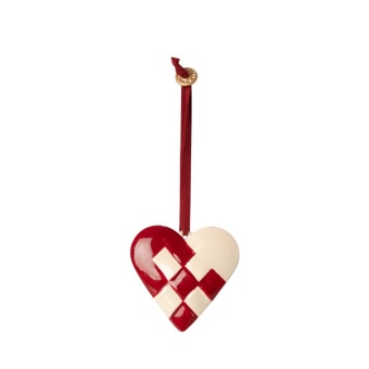 Metal ornament, Braided heart - Red